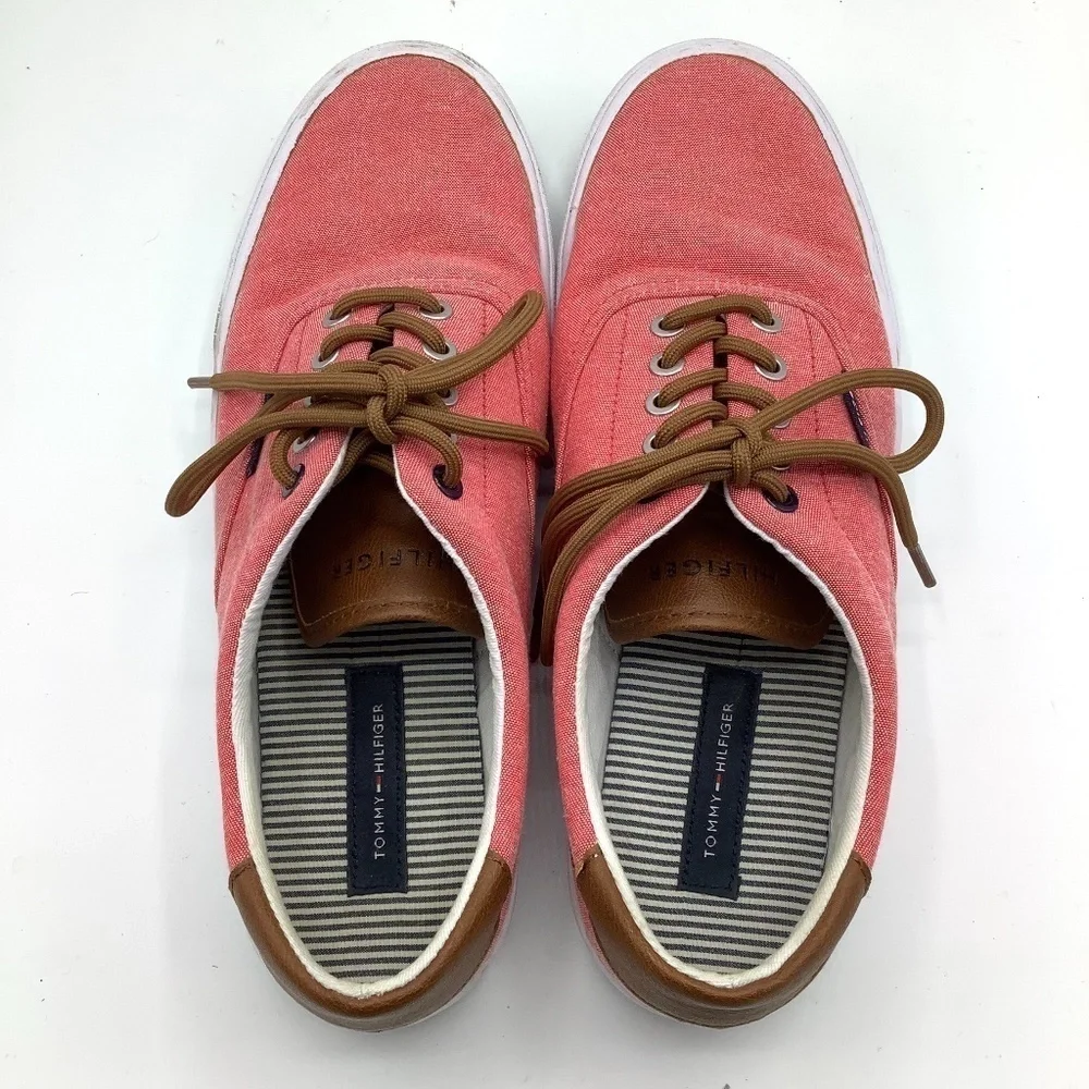 Tommy Hilfiger Phero TMPHERO Mens Pink Canvas Low Top Designer Sneaker Shoes 9.5